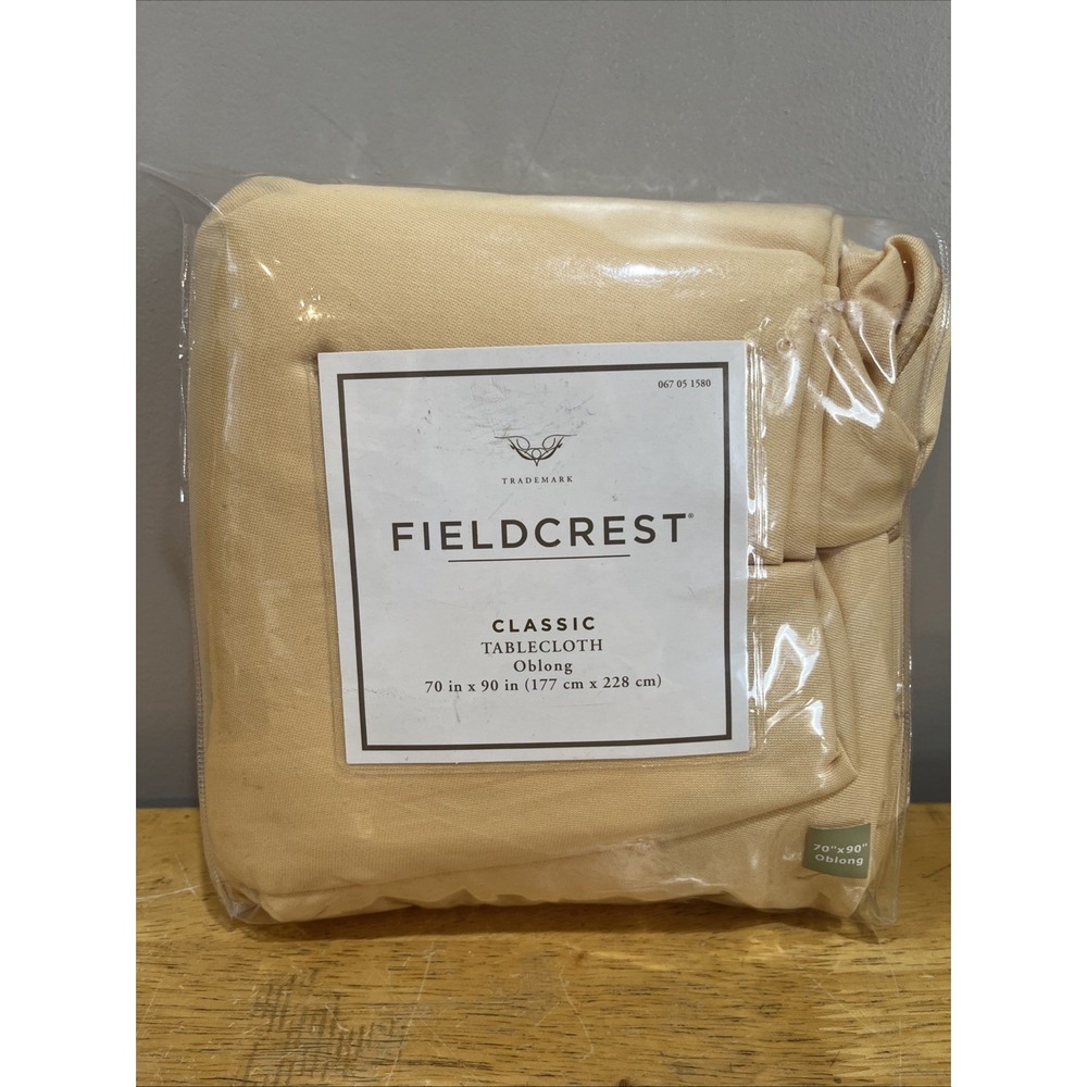 Fieldcrest Tablecloth Beige Oblong‎ 70x90" Target Satiny Cream 100% Cotton